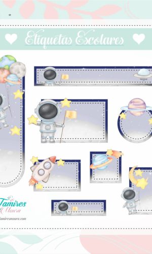 Arquivo Digital Etiqueta Escolar Astronauta