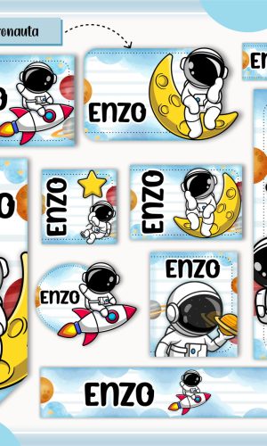 Arquivo Digital Etiqueta Escolar Astronauta