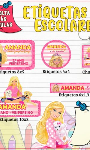 Arquivo Digital Etiqueta Escolar Barbie