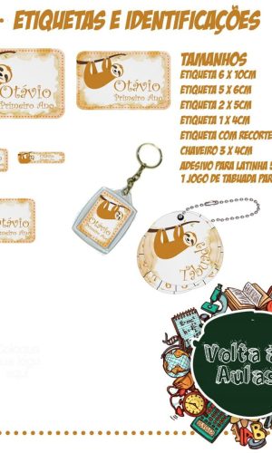 Arquivo Digital Etiqueta Escolar Bicho Preguiça