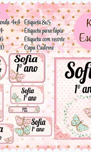 Arquivo Digital Etiqueta Escolar Borboletas