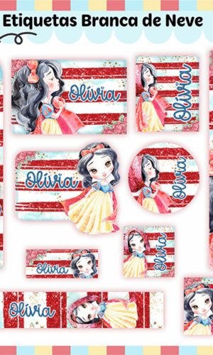 Arquivo Digital Etiqueta Escolar Branca de Neve