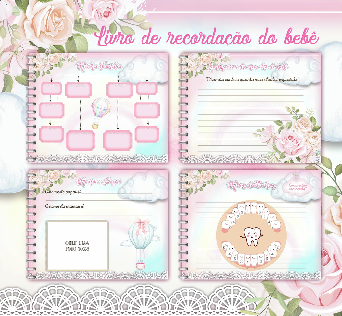 Arquivo Digital Livro do Bebê Balão Rosa - Imagem 3