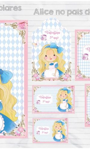 Arquivo Etiqueta Escolar Alice no País das Maravilhas #15725