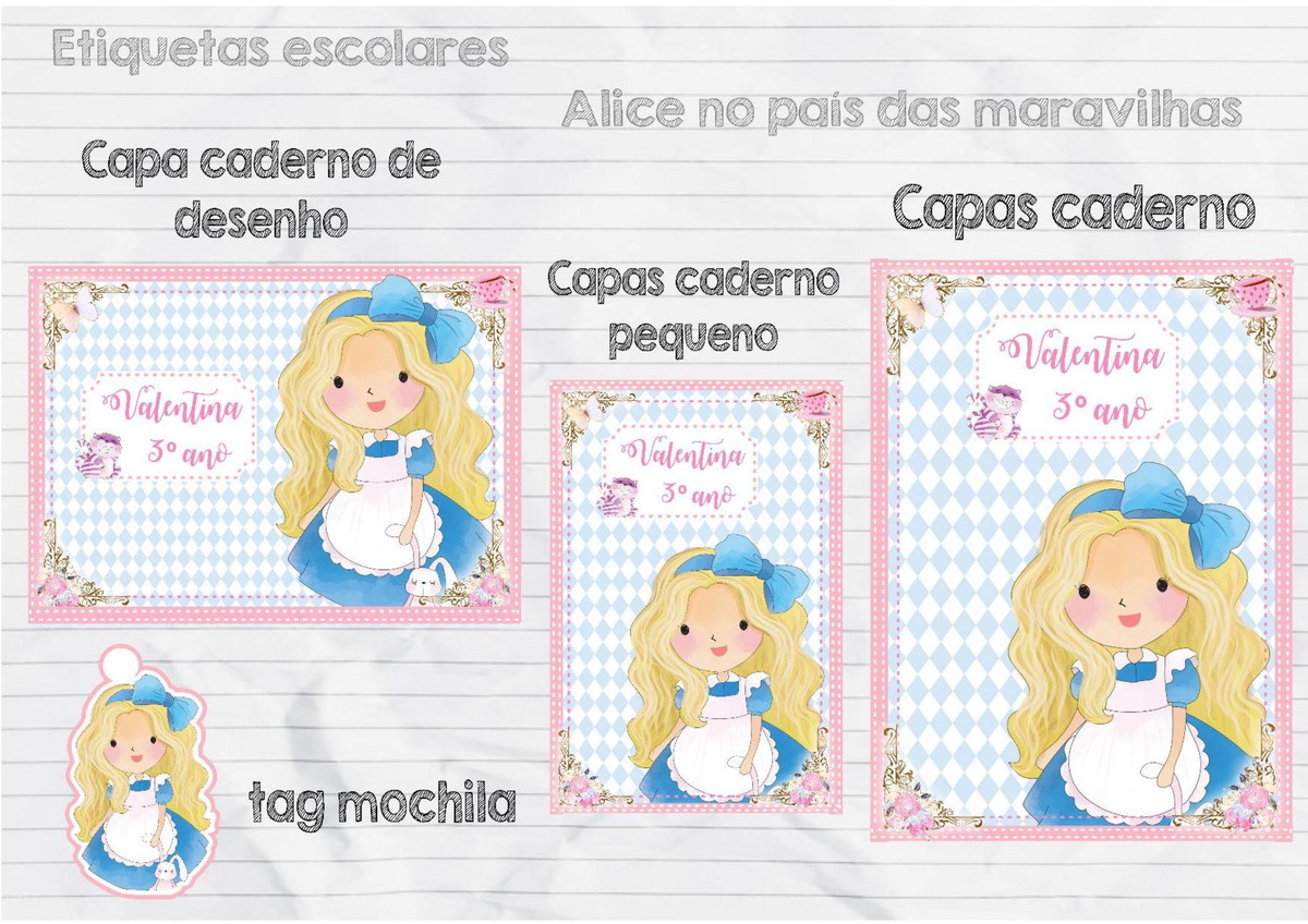 Arquivo Etiqueta Escolar Alice no País das Maravilhas #15725 - Imagem 2