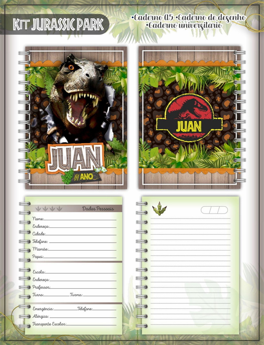 ARQUIVO ETIQUETA ESCOLAR DINOSSAURO #2828 STUDIO E PDF - Imagem 2