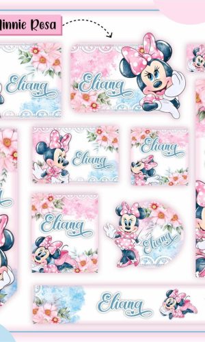 ARQUIVO ETIQUETA ESCOLAR MINNIE ROSA #2807 STUDIO E PDF