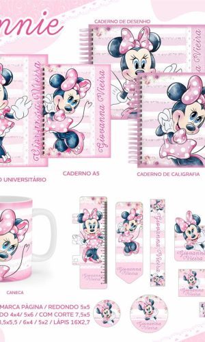 Arquivo Etiqueta Escolar Minnie Rosa #2814 Studio e pdf