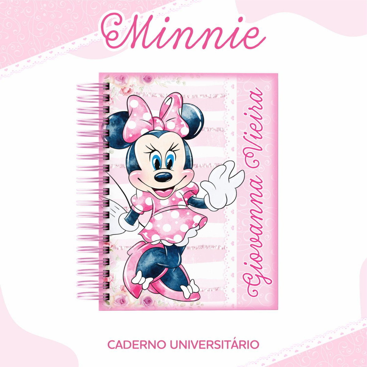 Arquivo Etiqueta Escolar Minnie Rosa #2814 Studio e pdf - Imagem 3