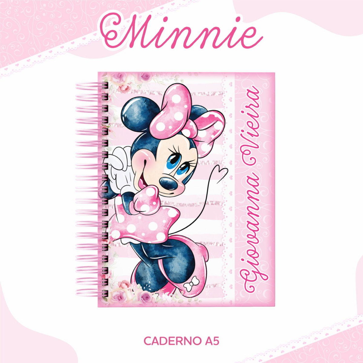 Arquivo Etiqueta Escolar Minnie Rosa #2814 Studio e pdf - Imagem 4