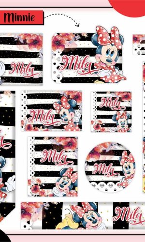 ARQUIVO ETIQUETA ESCOLAR MINNIE VERMELHA #2806 STUDIO E PDF