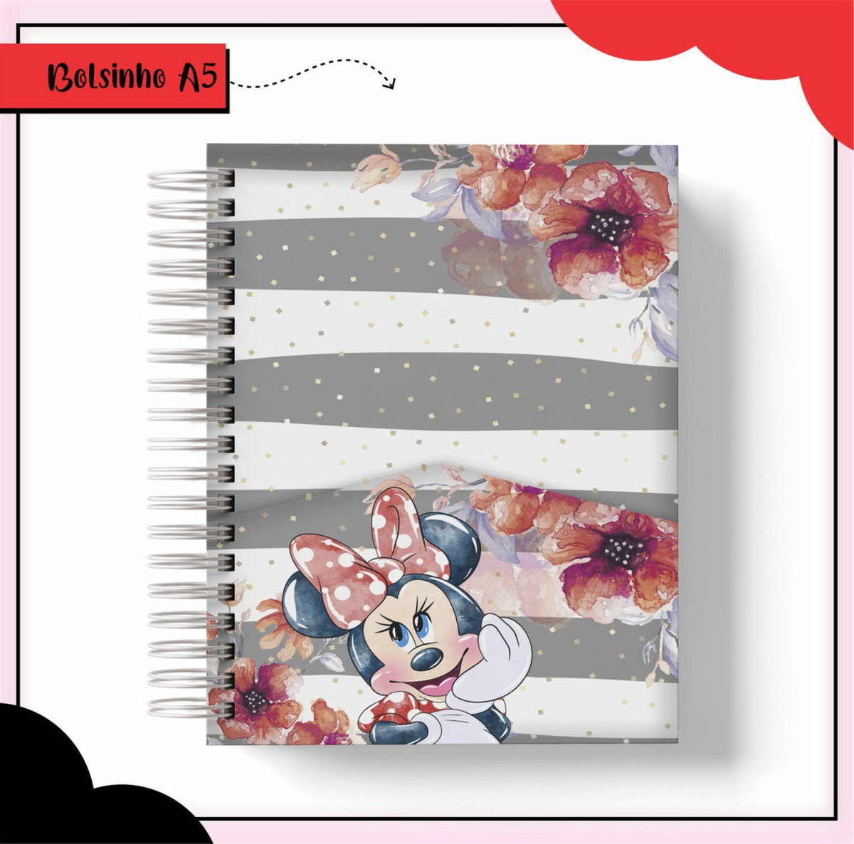 ARQUIVO ETIQUETA ESCOLAR MINNIE VERMELHA #2806 STUDIO E PDF - Imagem 3