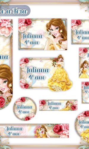 ARQUIVO ETIQUETA ESCOLAR PRINCESA A BELA E A FERA (#2580)