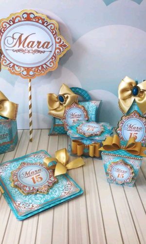 ARQUIVO FESTA DE 15 ANOS AZUL E DOURADO (#7895) PDF STUDIO