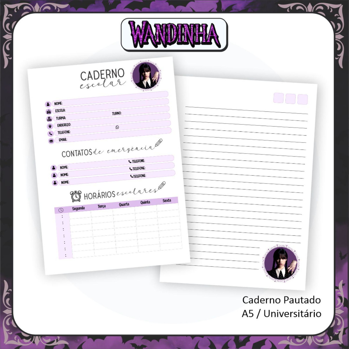 Arquivo Kit Completo Escolar Série Wandinha 2023 #15664 - Imagem 5