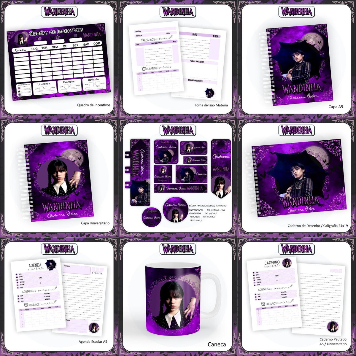 Arquivo Kit Completo Escolar Série Wandinha 2023 #15664