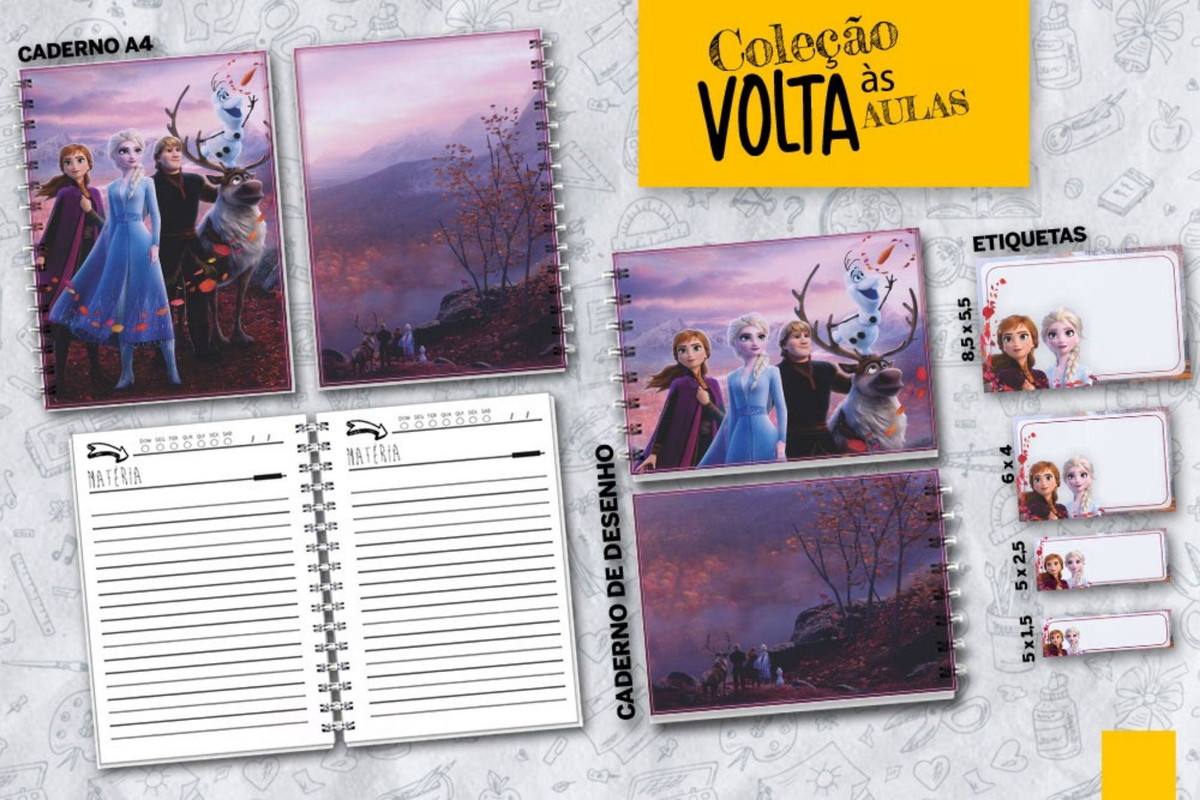 Arquivo Kit Encardenação/etiqueta Escolar Frozen #15748