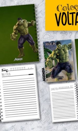 Arquivo Kit Encardenação/etiqueta Escolar Hulk #15750