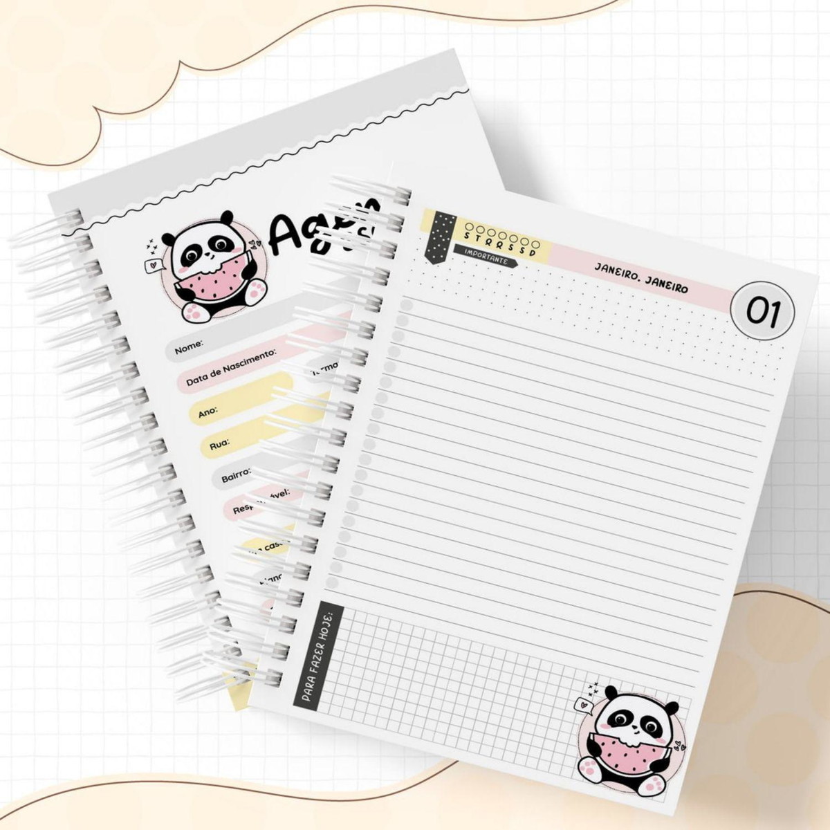 Arquivo Kit Encardenação/etiqueta Escolar Panda #14637 - Imagem 3
