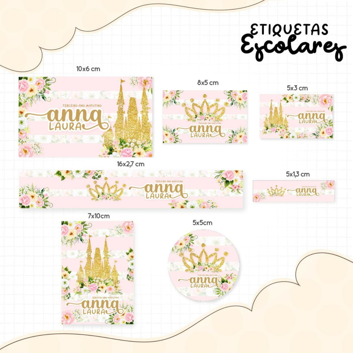 Arquivo Kit Encardenação/etiqueta Escolar Princesas #14650