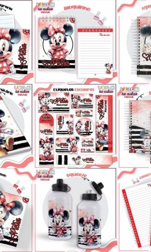 Arquivo Kit Escolar Completo Tema Minnie Vermelha #16871