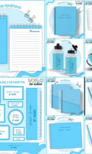 Arquivo Kit Escolar Completo Tema Neutro Azul #16866