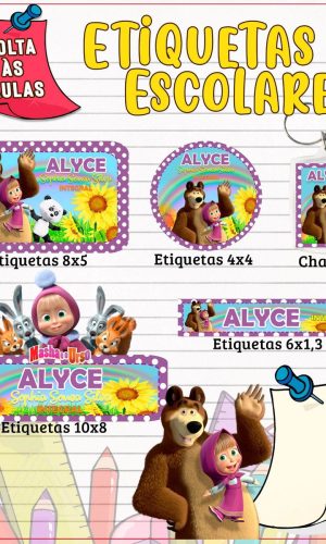 Arquivo Kit Etiqueta Escolar Marsha e o Urso 2023 #15691