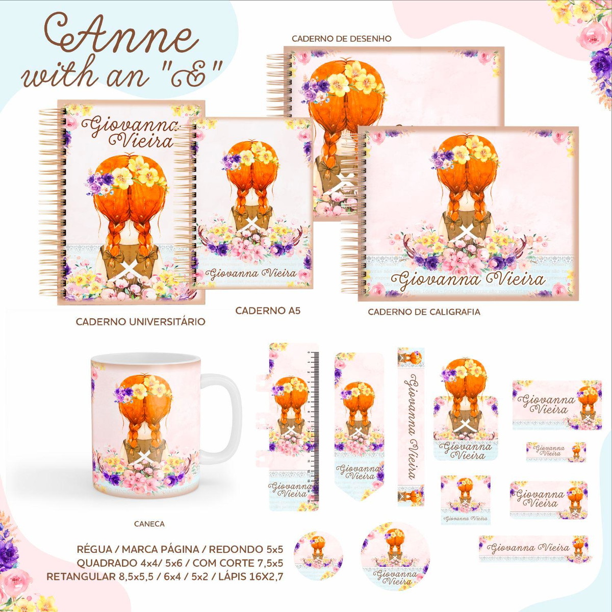 ARQUIVO KIT ETIQUETAS ESCOLARES ANNE WITH AN E #11332