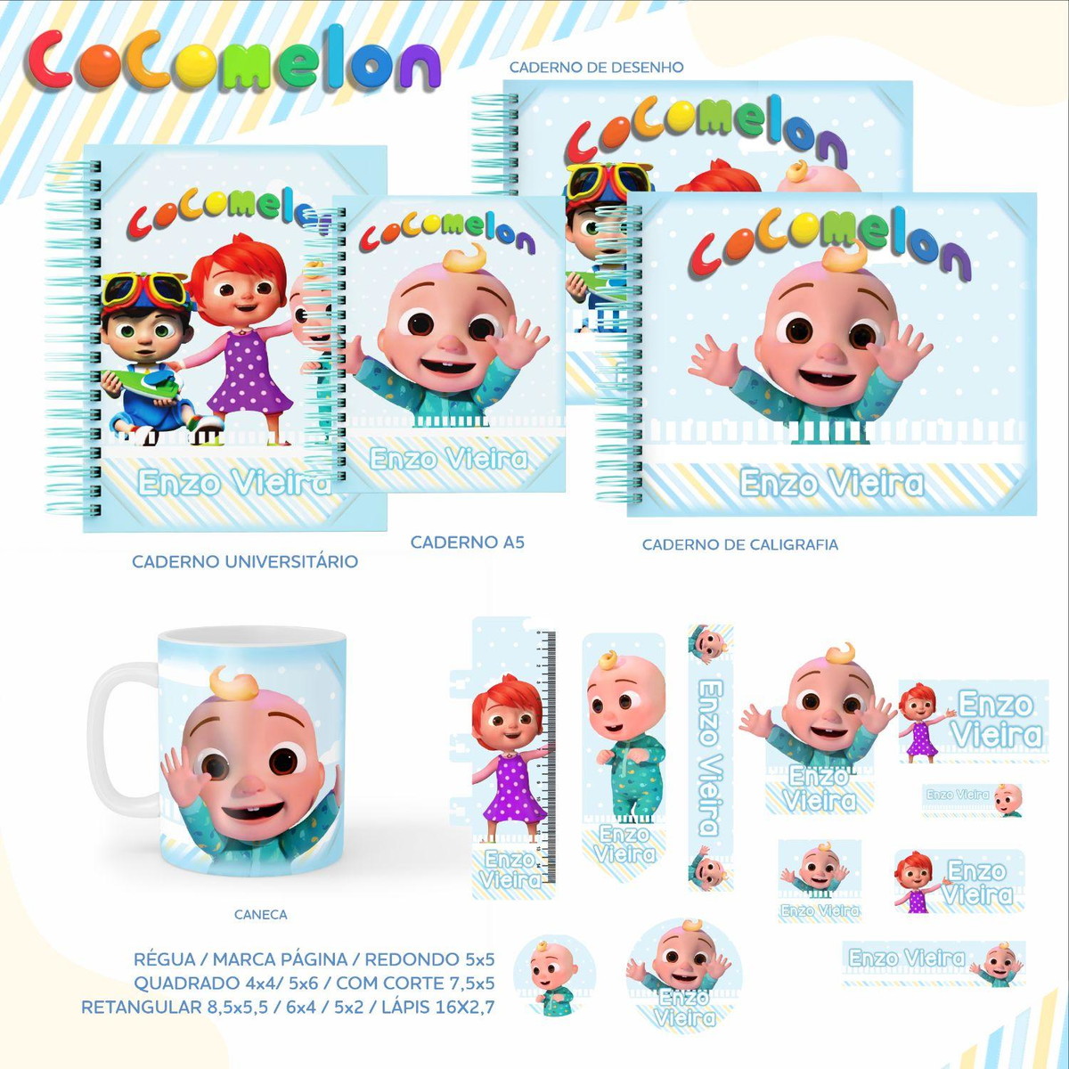 ARQUIVO KIT ETIQUETAS ESCOLARES COCOMELON #11326