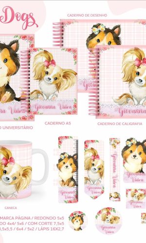 ARQUIVO KIT ETIQUETAS ESCOLARES CUTE DOG #11320