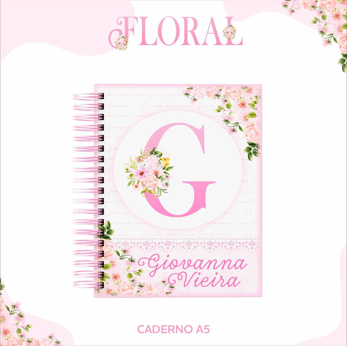 Arquivo Kit Etiquetas Escolares Floral com Letra #11333 - Imagem 5
