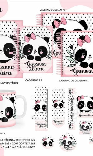 Arquivo Kit Etiquetas Escolares Panda #11316