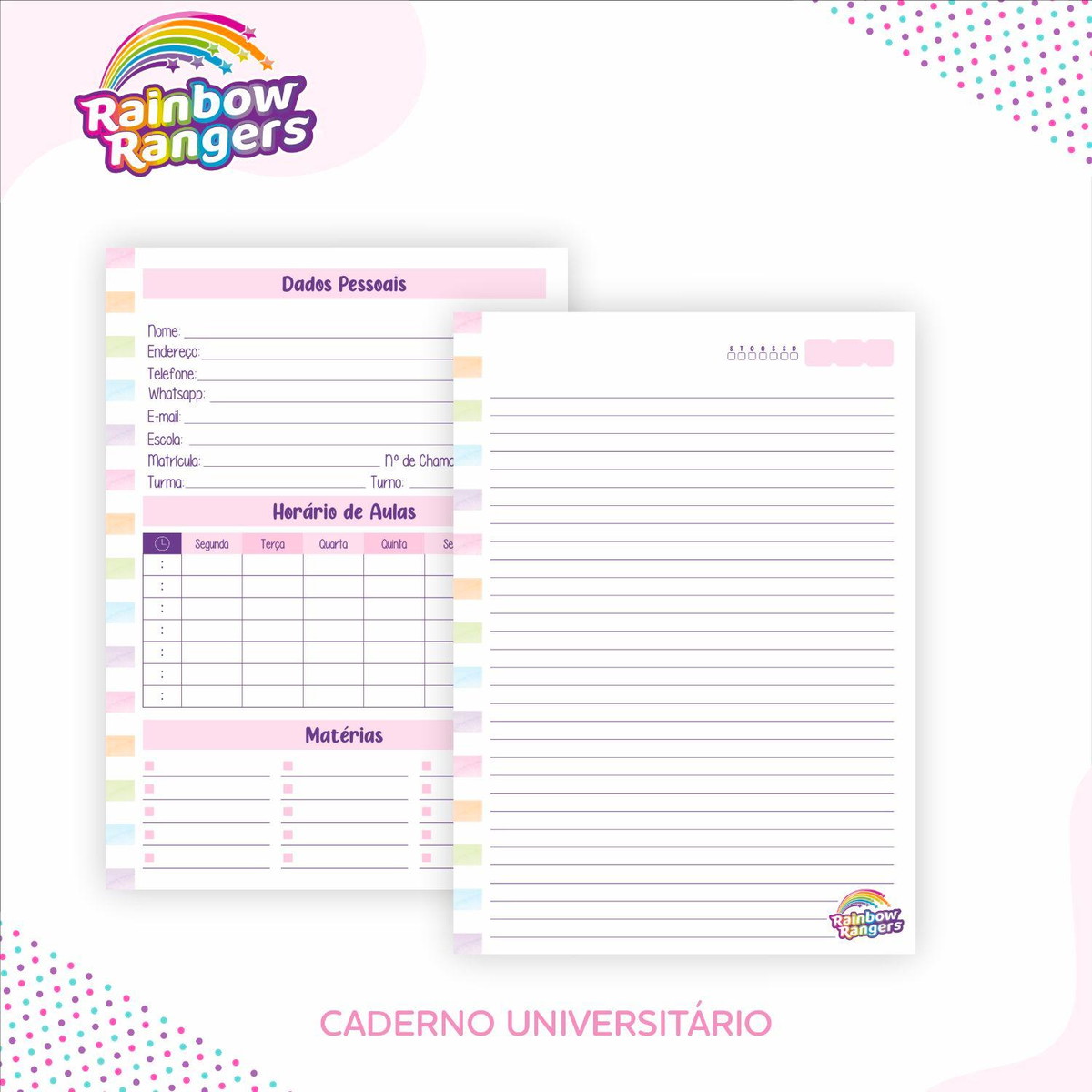 ARQUIVO KIT ETIQUETAS ESCOLARES RAINBOW RANGERS #11328 - Imagem 2