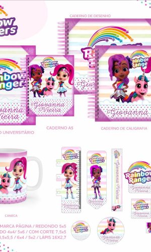 ARQUIVO KIT ETIQUETAS ESCOLARES RAINBOW RANGERS #11328