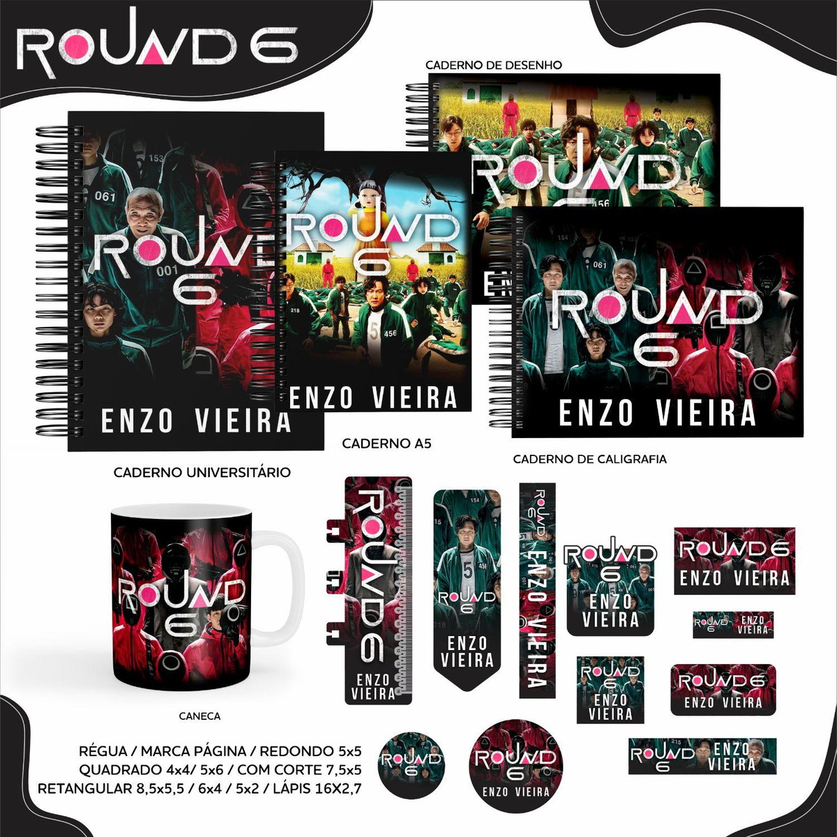 ARQUIVO KIT ETIQUETAS ESCOLARES ROUND 6 #11318