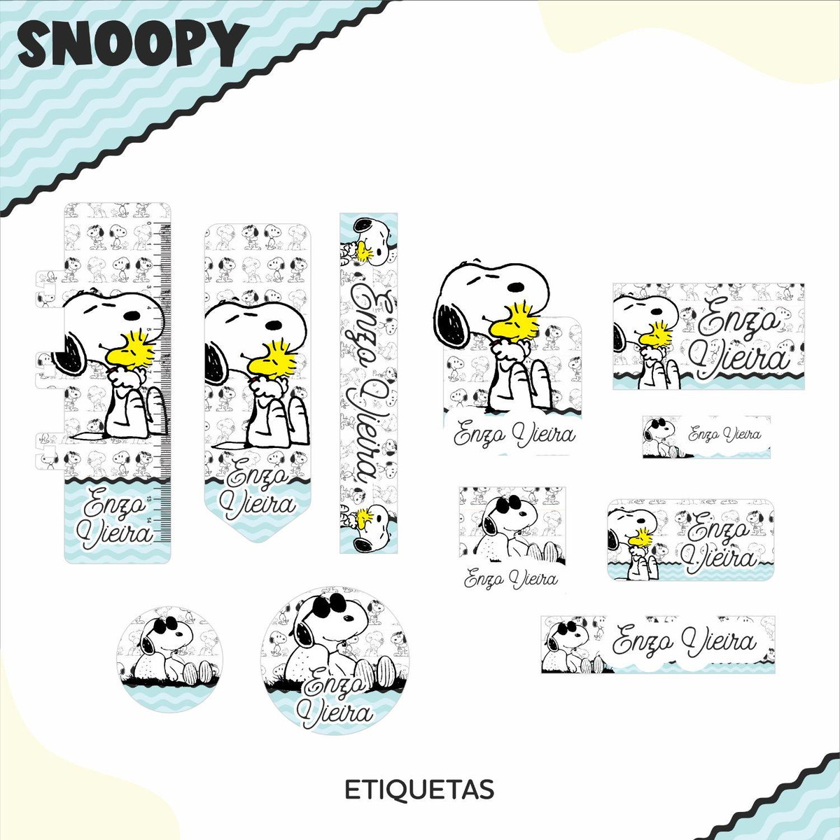 ARQUIVO KIT ETIQUETAS ESCOLARES SNOOPY #11324 - Imagem 2