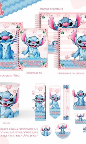 ARQUIVO KIT ETIQUETAS ESCOLARES STITCH #11323