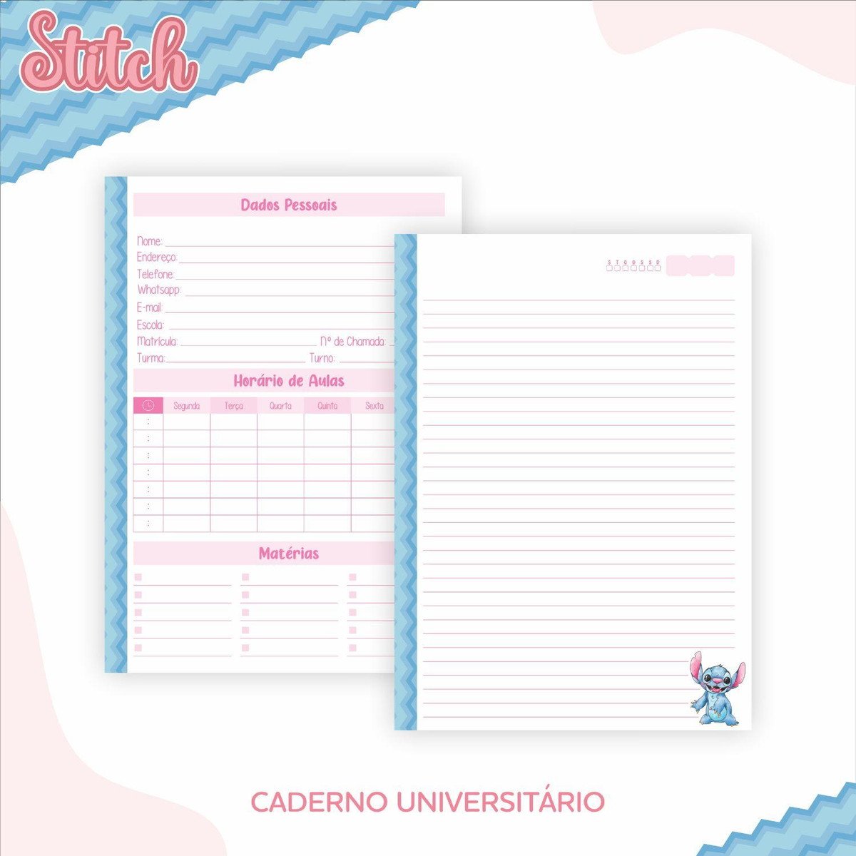 ARQUIVO KIT ETIQUETAS ESCOLARES STITCH #11323 - Imagem 5