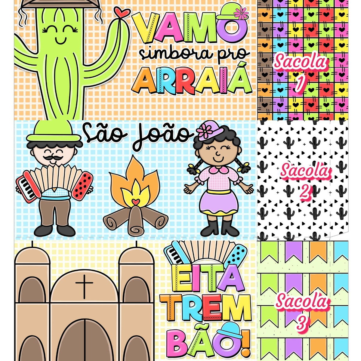 ARQUIVO KIT SACOLAS FESTA JUNINA SÃO JOÃO #14169 - Imagem 2