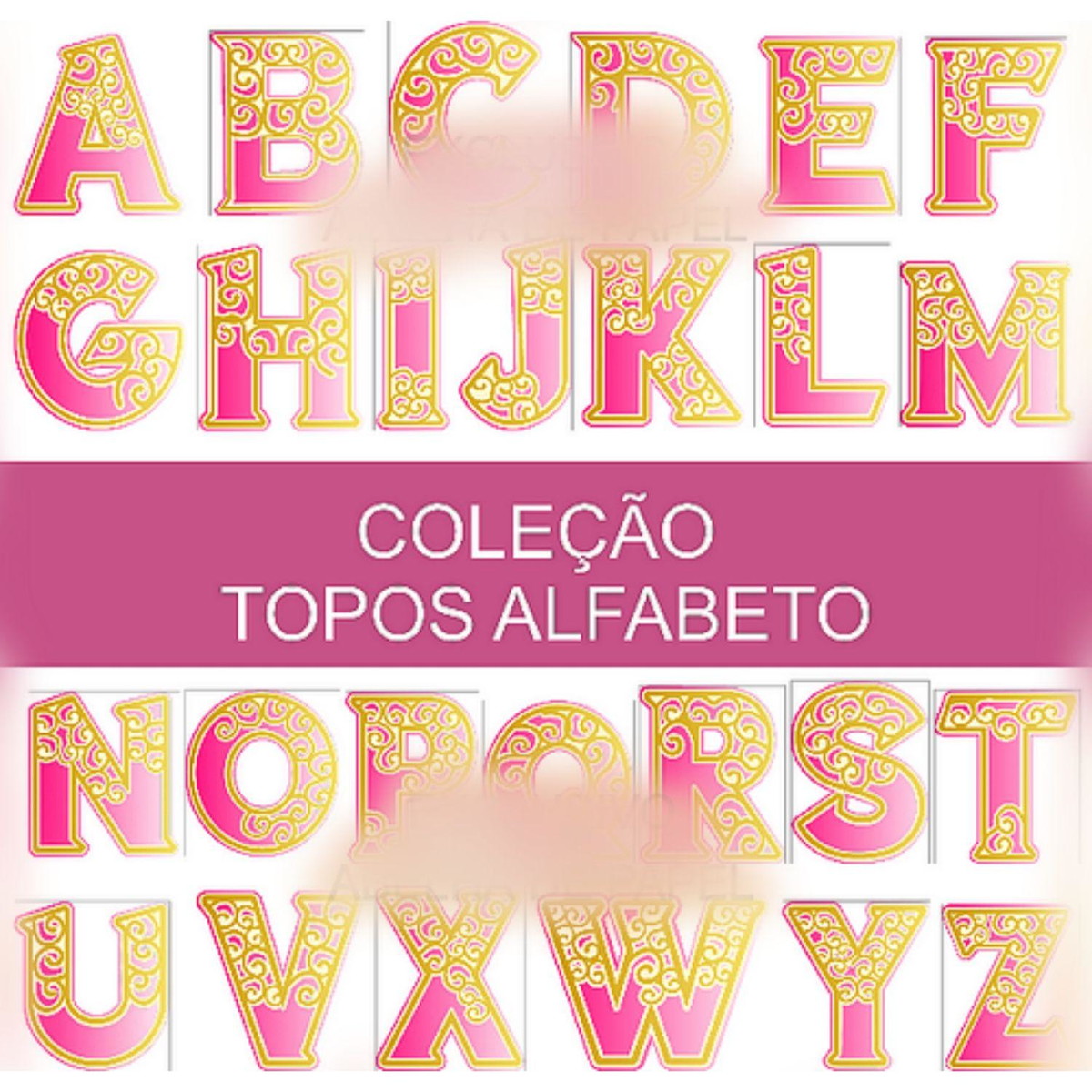 Arquivo Kit Topo de Bolo Letras Alfabeto Arabescos #15810