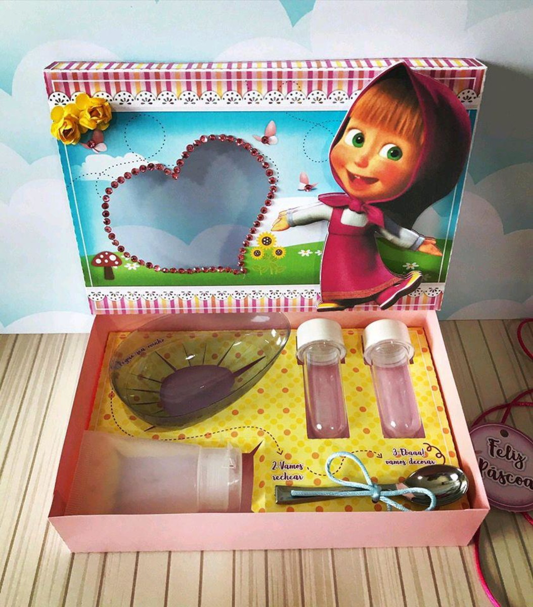 ARQUIVO PASCOA CAIXA MINI CONFEITEIRO MARSHA E O URSO #4553