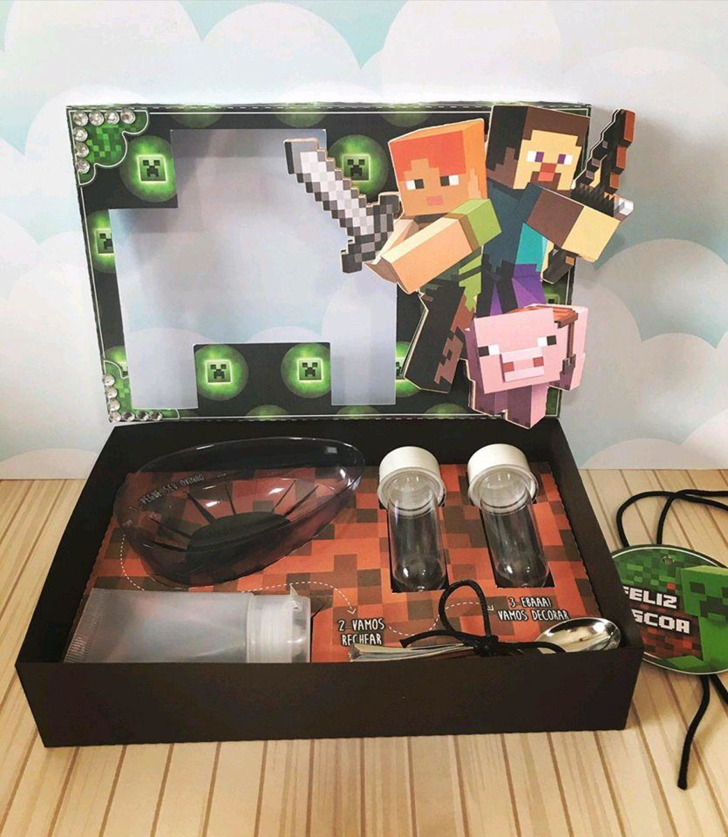 ARQUIVO PASCOA CAIXA MINI CONFEITEIRO MINECRAFT #4567 - Imagem 2