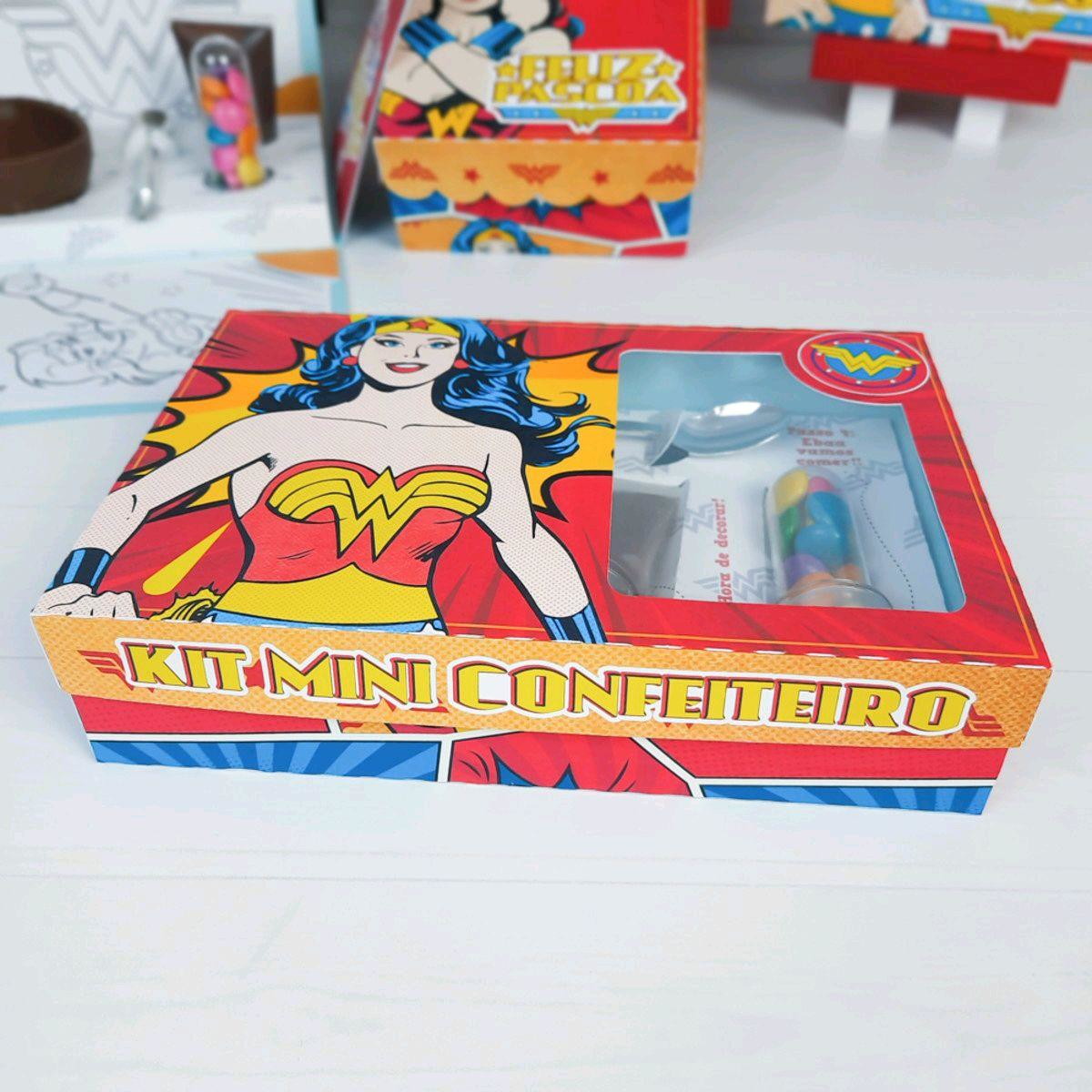 ARQUIVO PASCOA CAIXA MINI CONFEITEIRO MULHER MARAVILHA #3369 - Imagem 3