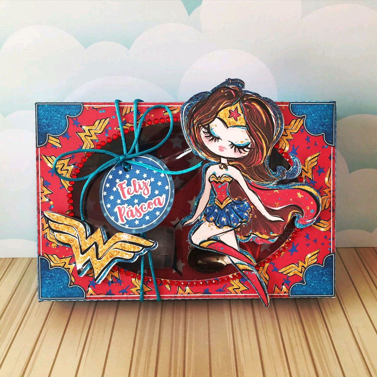 ARQUIVO PASCOA CAIXA MINI CONFEITEIRO MULHER MARAVILHA #4555 - Imagem 2