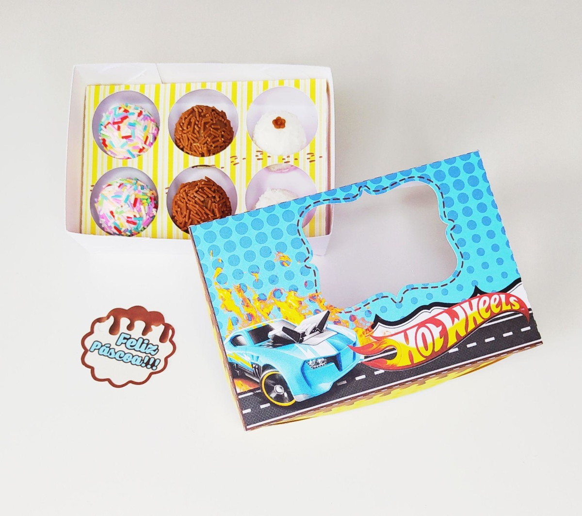 ARQUIVO PASCOA CAIXA PARA 6 DOCES HOTWHEELS #13694