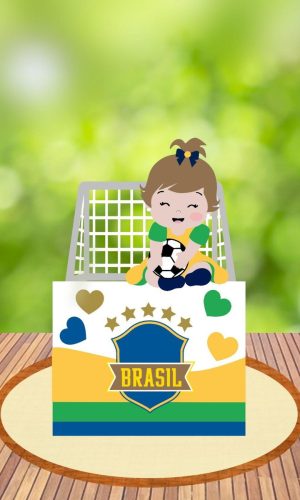 Arquivo Topo de Bolo Copa do Mundo 2022 Brasil Menina #15431