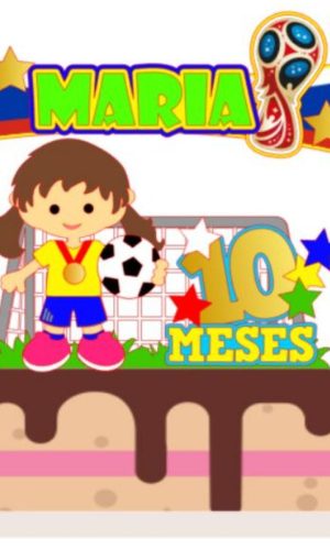 Arquivo Topo de Bolo Copa do Mundo 2022 Brasil Menina #15439