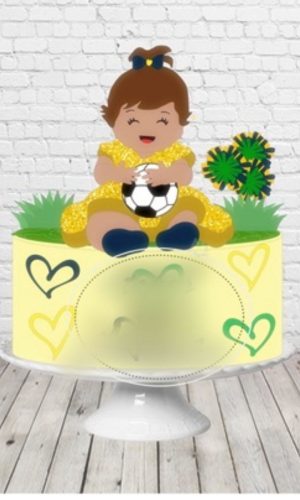 Arquivo Topo de Bolo Copa do Mundo 2022 Brasil Menina #15440