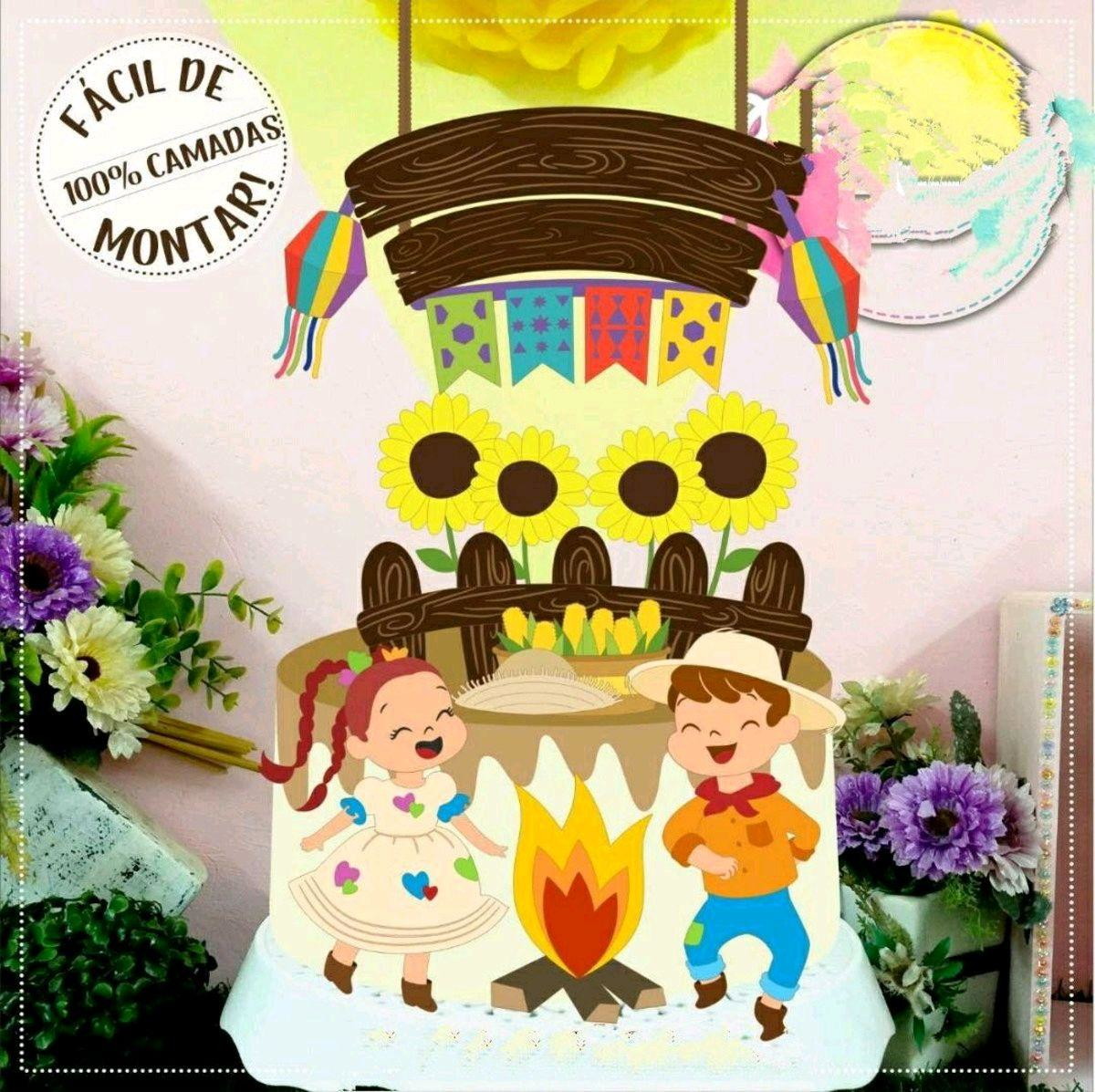 ARQUIVO TOPO DE BOLO FESTA JUNINA CRIANÇA (#1005) STUDIO - Imagem 2