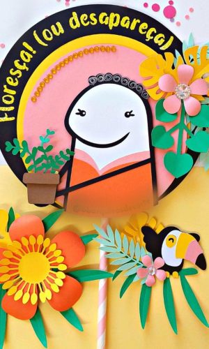 ARQUIVO TOPO DE BOLO FLORK ANIVERSÁRIO PLANTAS #14125